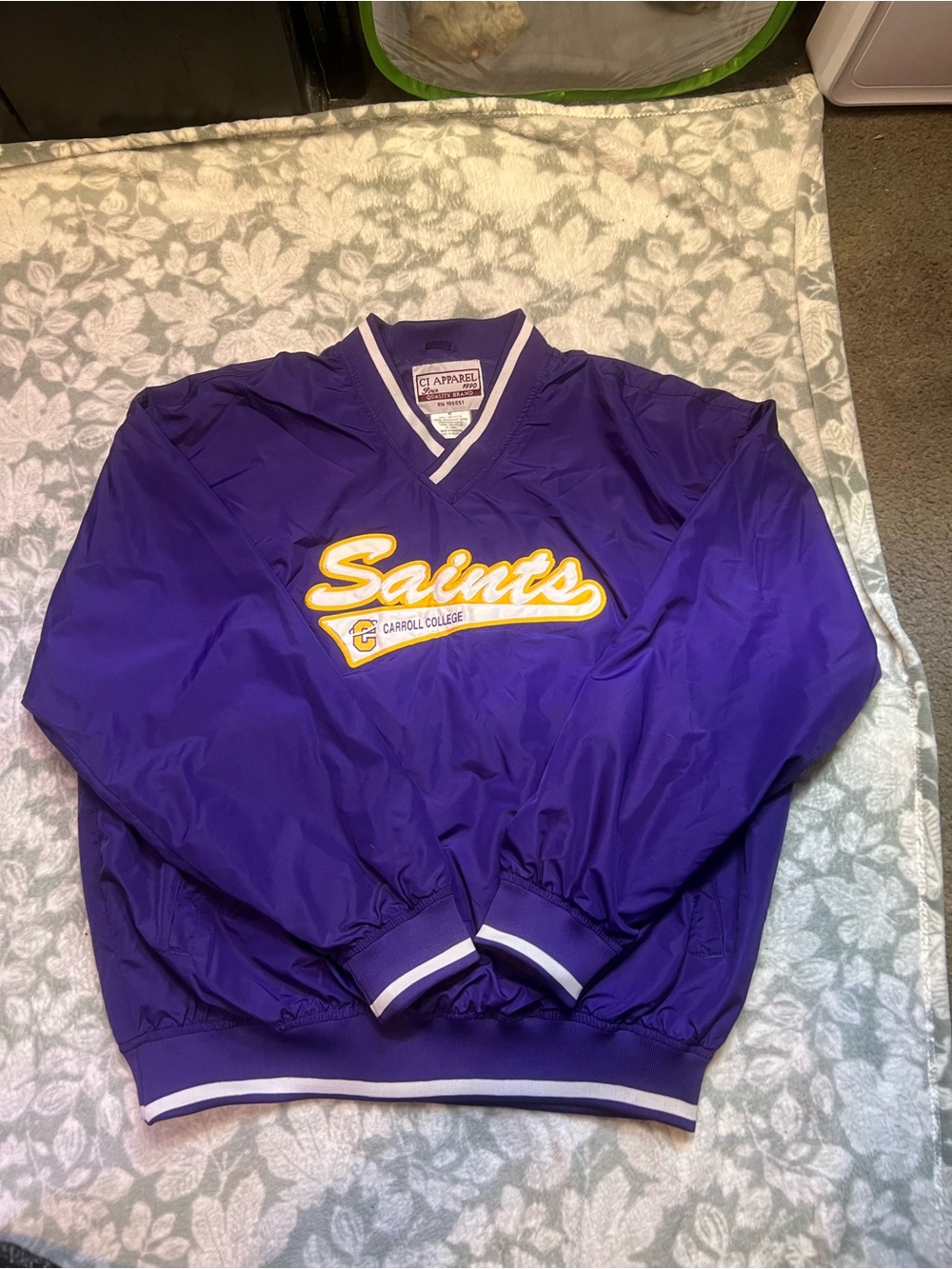 Purple "Saints" Pullover Bomber Jacket